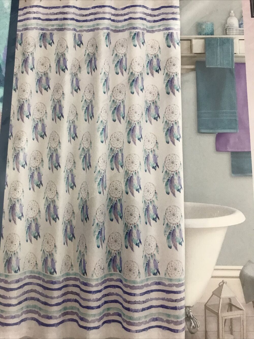 Dream Catcher Fabric Shower Curtain Cotton Blend 70” X 72”